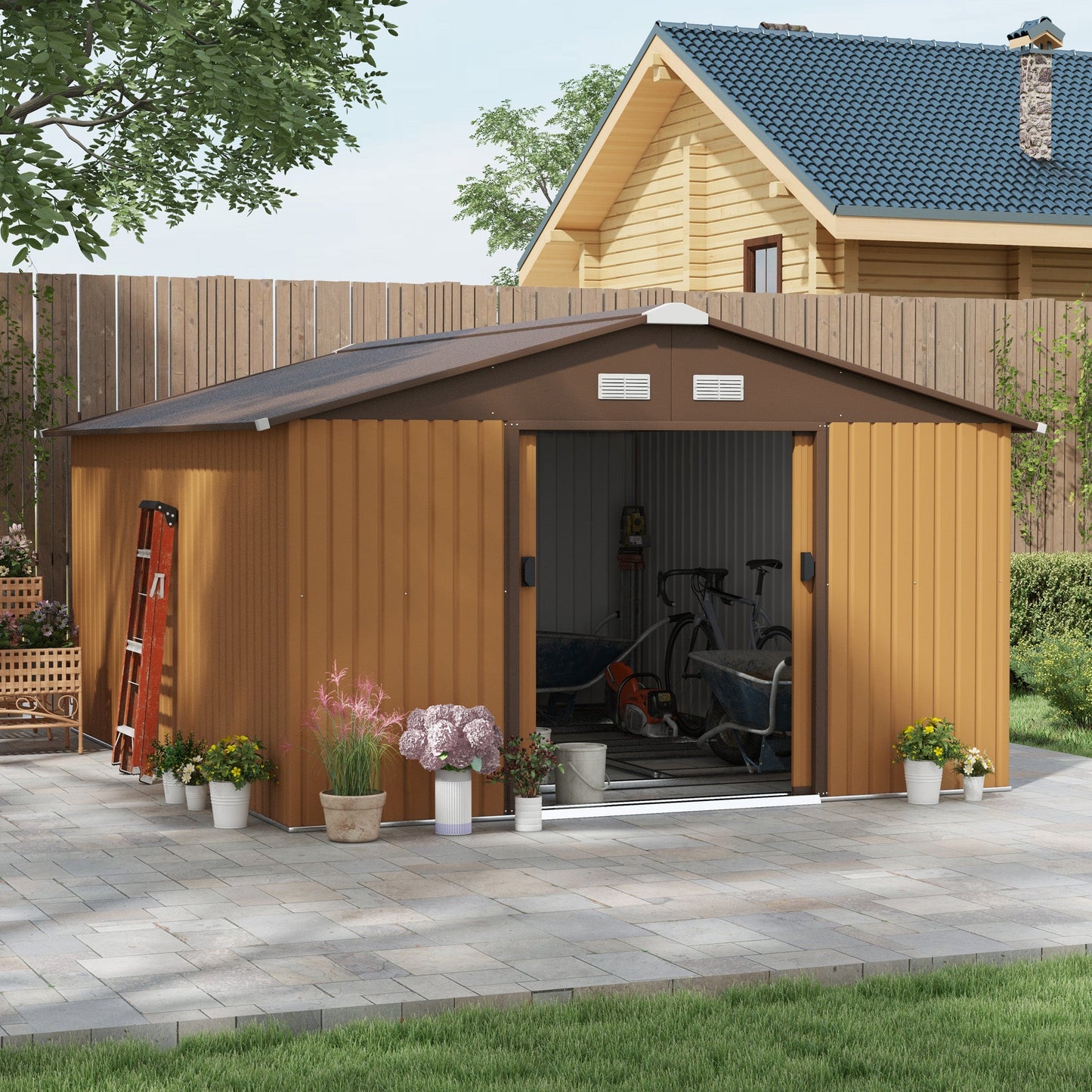 Outsunny Garden Shed Storage Unit With Locking Door Floor Foundation