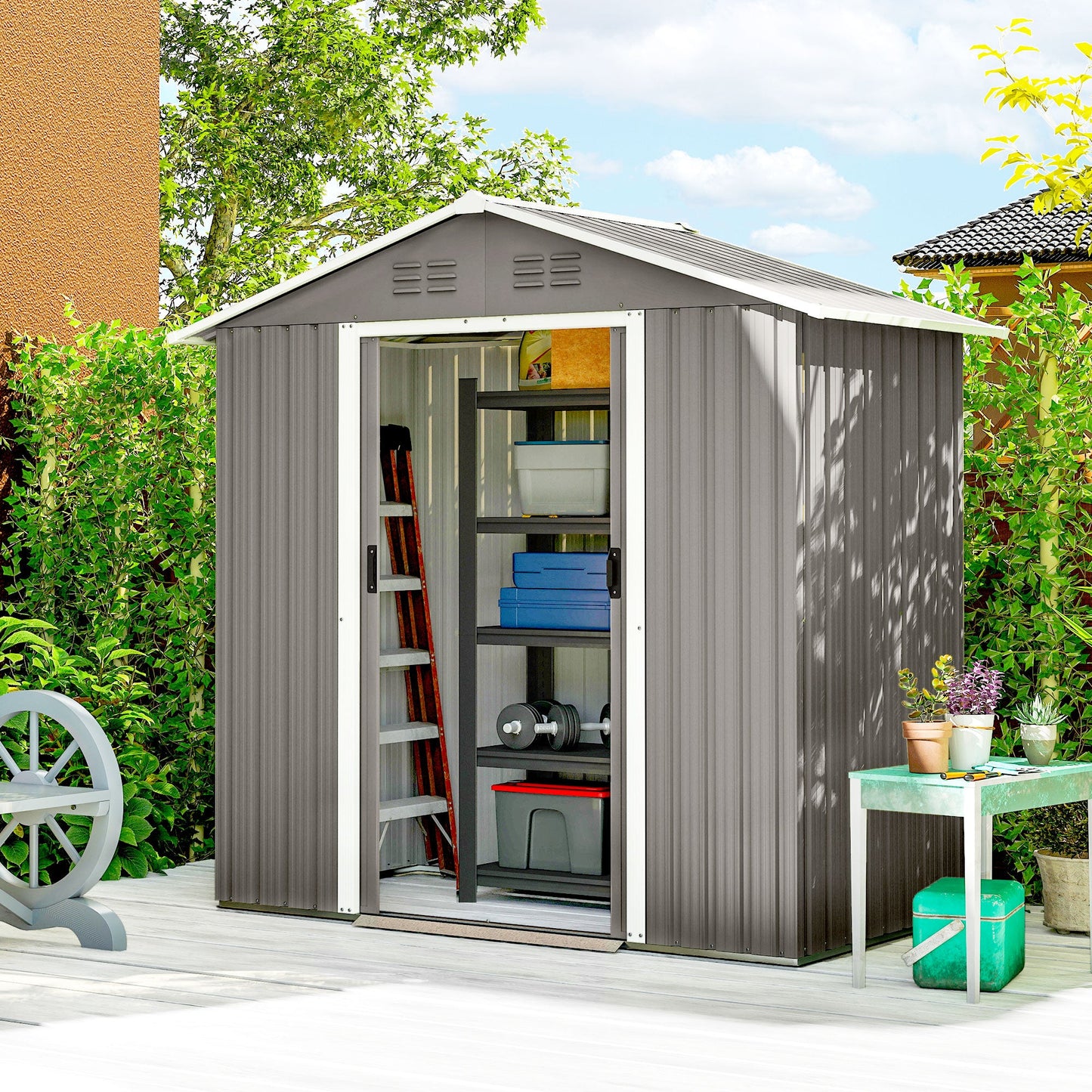 Outsunny 6.5x3.5ft Metal Garden Shed For Garden