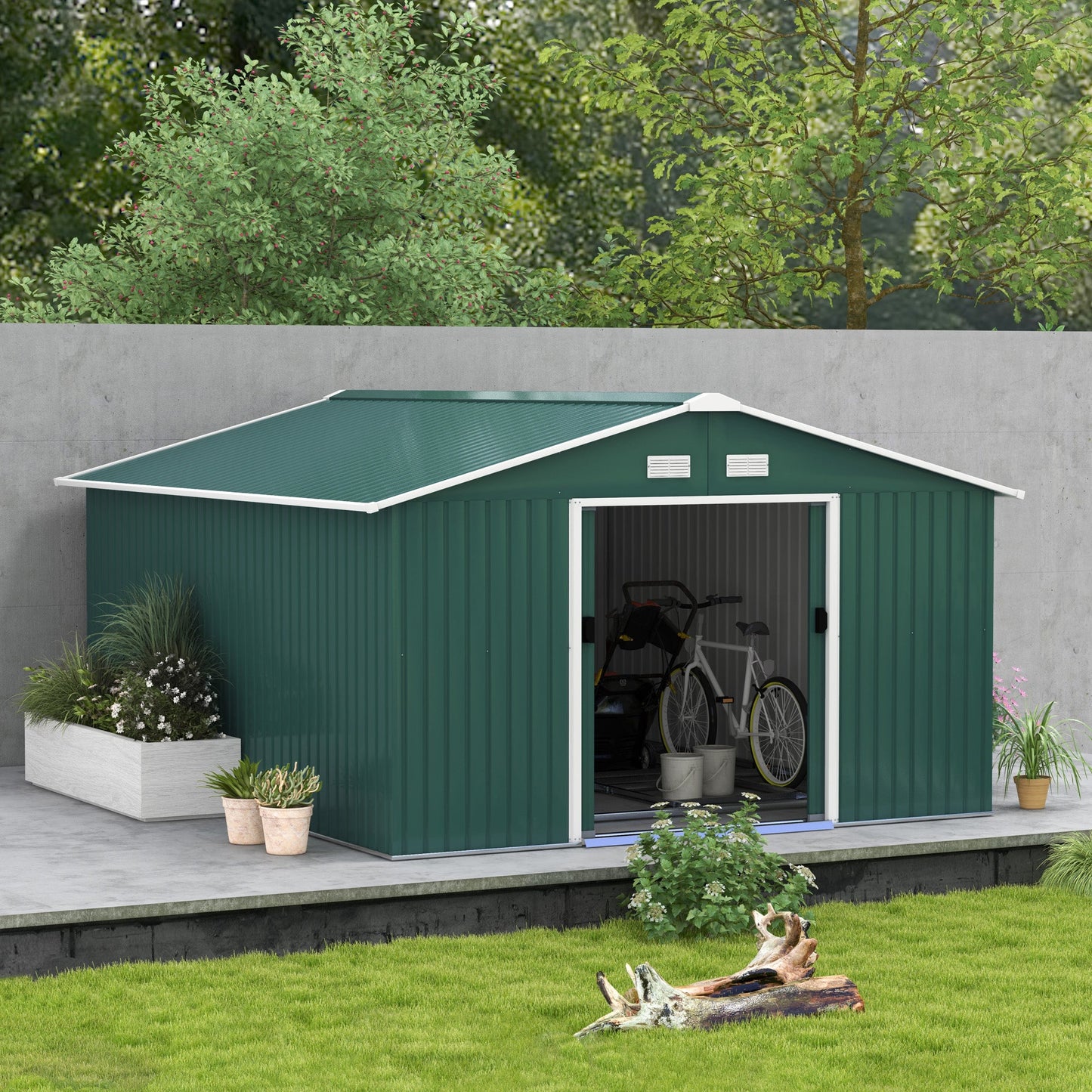 Outsunny Garden Shed Storage Unit With Locking Door Floor Foundation