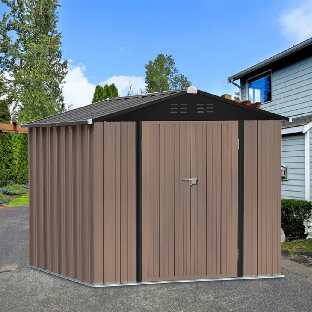 Breeins Metal Garden Shed 4x6ft/6x8ft Outdoor Storage Yard Tool Shed Tool Box Lockable