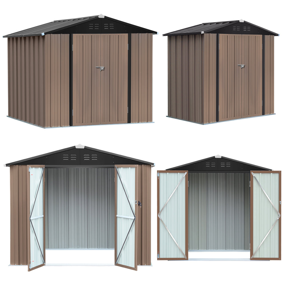 Breeins Metal Garden Shed 4x6ft/6x8ft Outdoor Storage Yard Tool Shed Tool Box Lockable