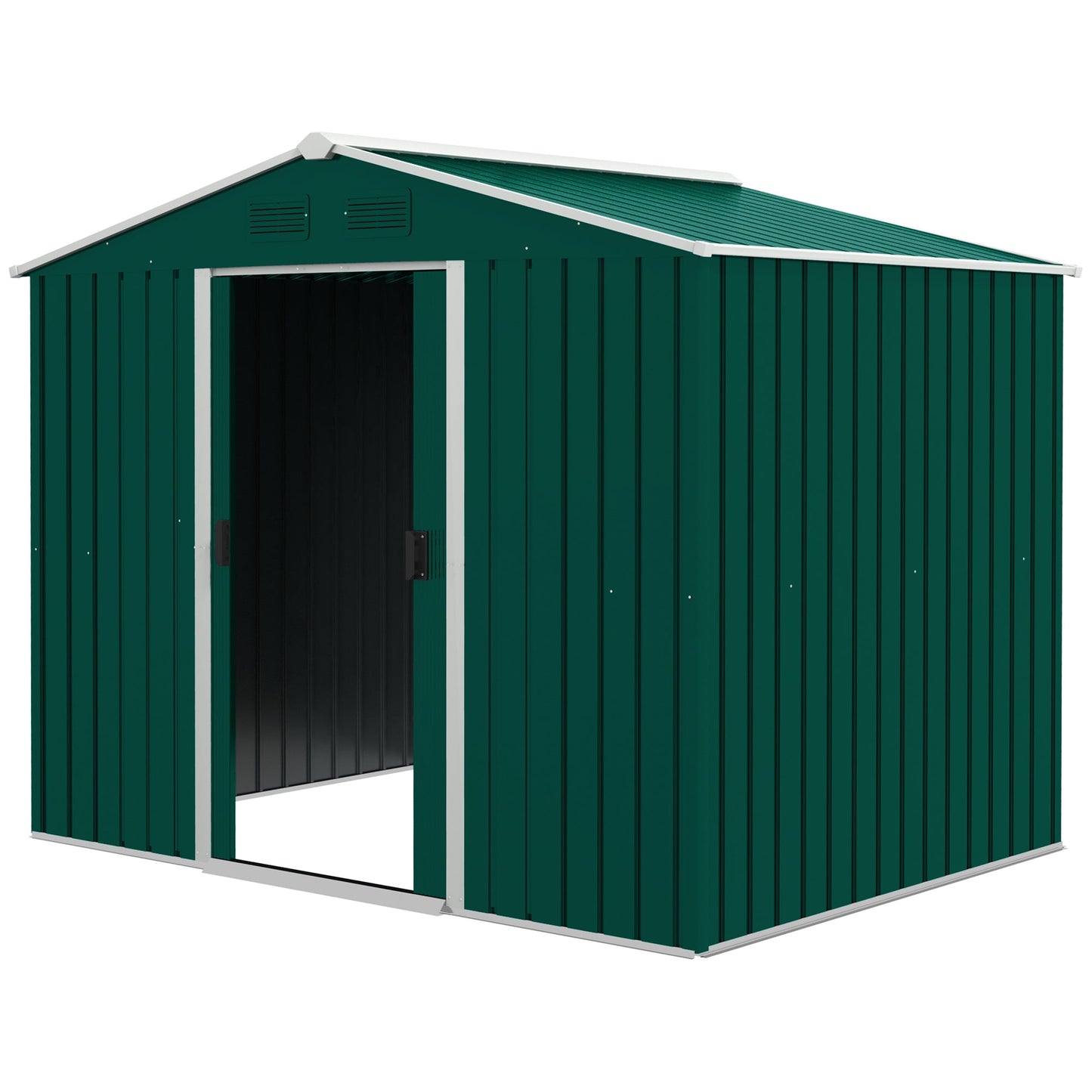 Outsunny 8 X 6ft Garden Storage Shed With Double Sliding Door Outdoor