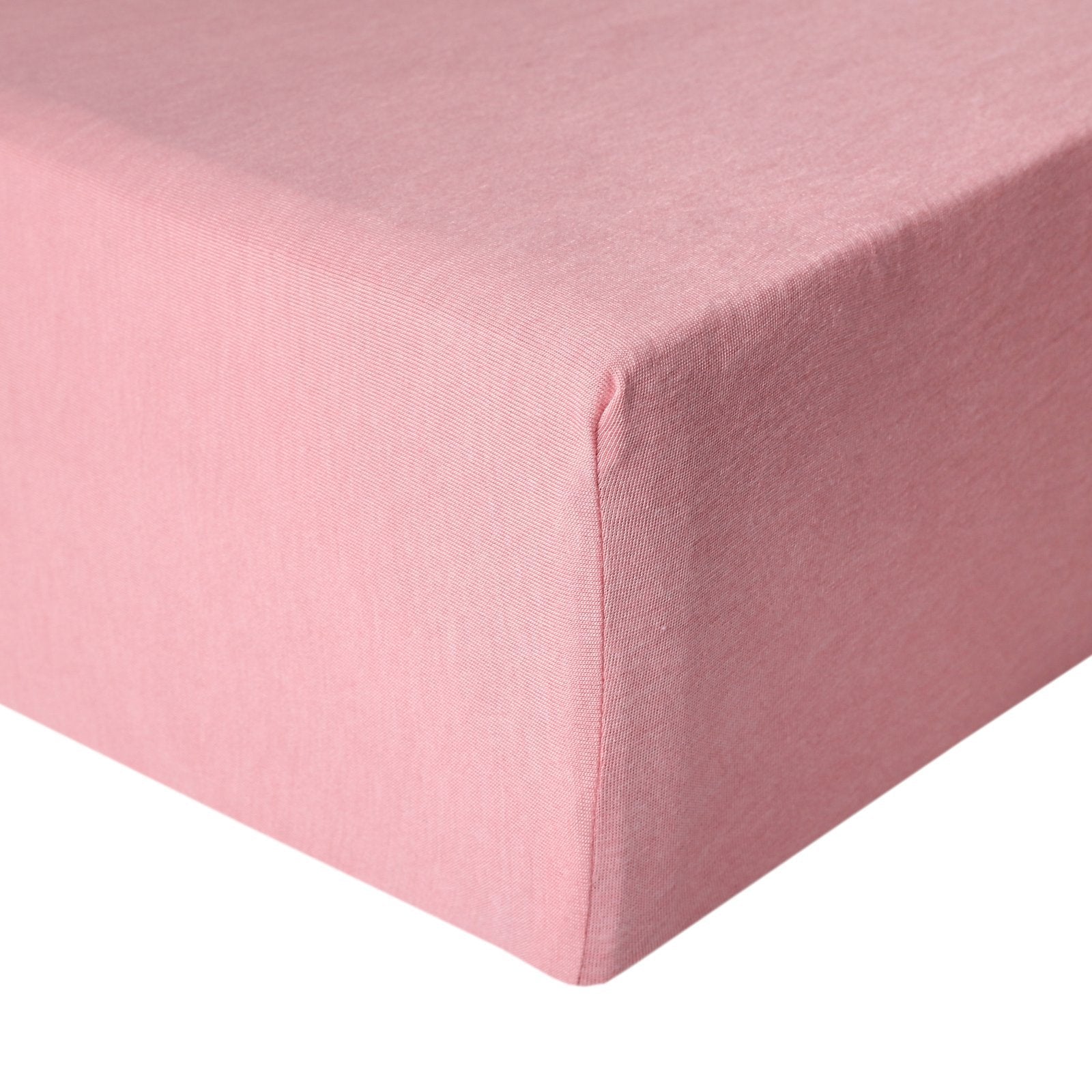 Copper Pearl premium knit fitted crib sheet in Darling color, showing soft, snug-fitting fabric on a baby crib mattress.