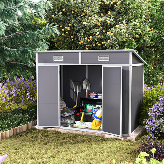 Breeins 8x4ft Outdoor Plastic Garden Shed With Window, Vents And Floor Weather-resistant Storage For Tools & Equipment