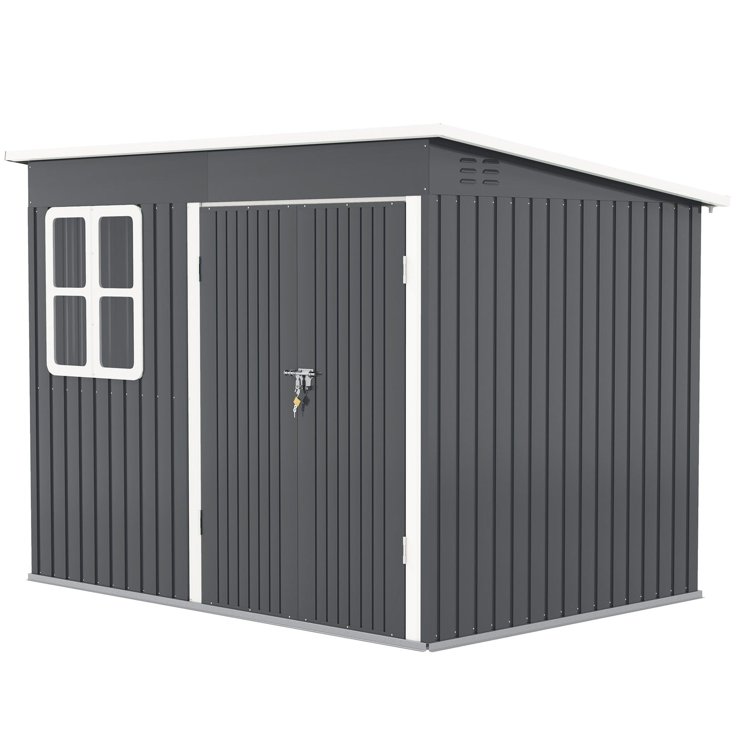 Outsunny 8.5 X 6ft Galvanised Steel Garden Shed With Foundation Kit