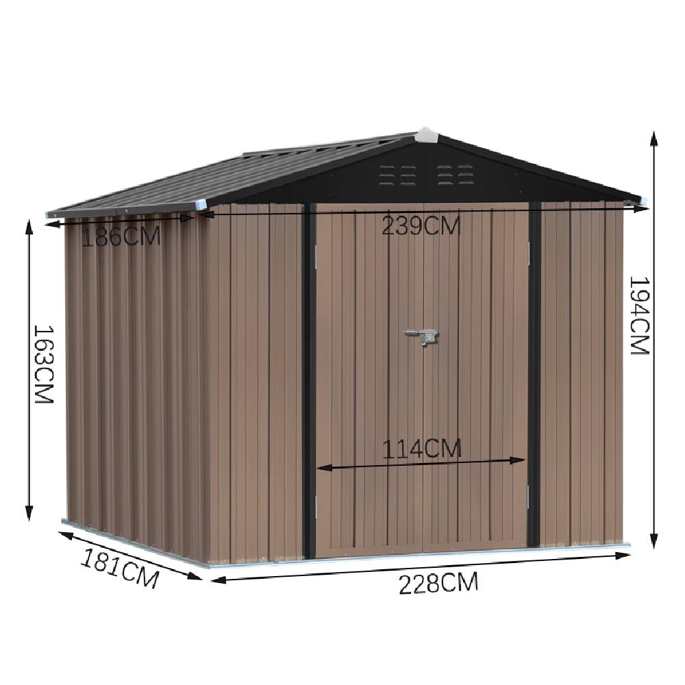 Breeins Metal Garden Shed 4x6ft/6x8ft Outdoor Storage Yard Tool Shed Tool Box Lockable