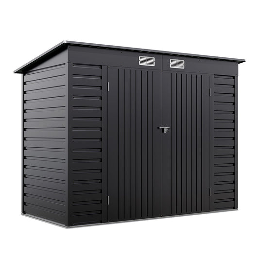 Breeins 4x8ft Outdoor Storage Shed – Galvanized Steel Garden Shed Lockable With Double Doors & 2 Vents