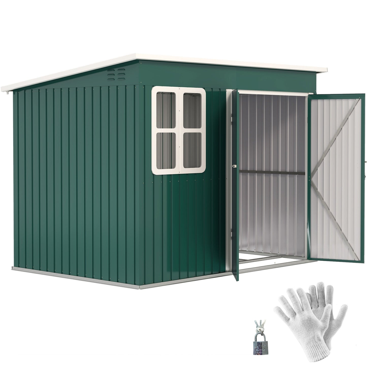 Outsunny 8.5 X 6ft Galvanised Steel Garden Shed With Foundation Kit