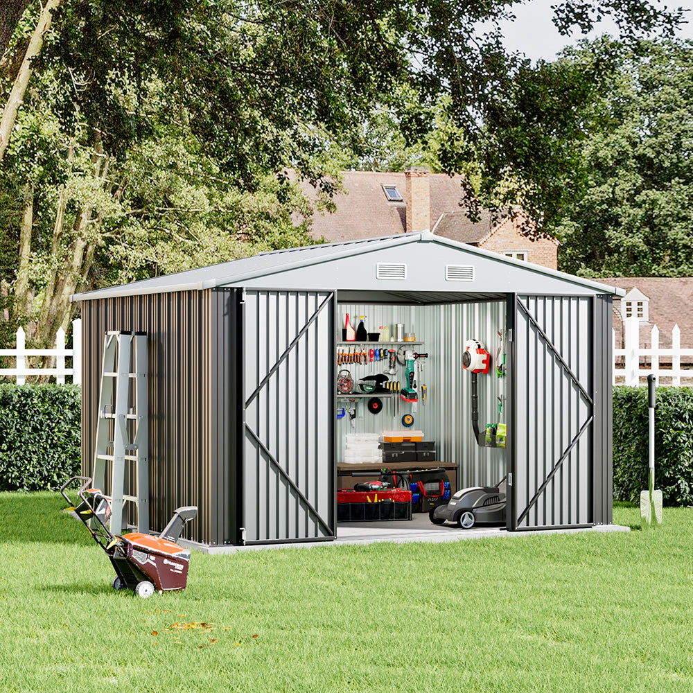 Breeins 10x8ft Metal Storage Shed Storage Shed With Lockable Door