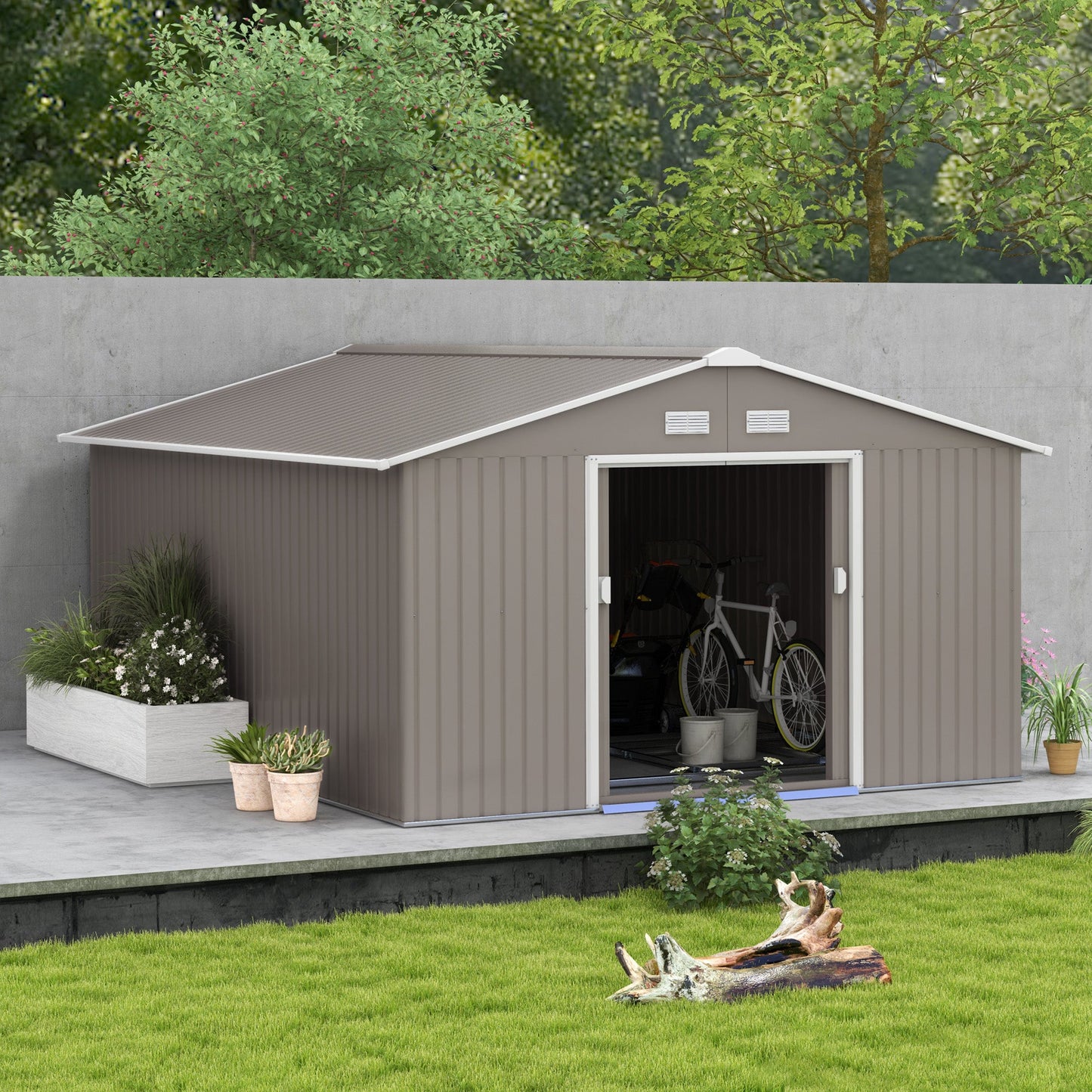Outsunny Garden Shed Storage Unit With Locking Door Floor Foundation