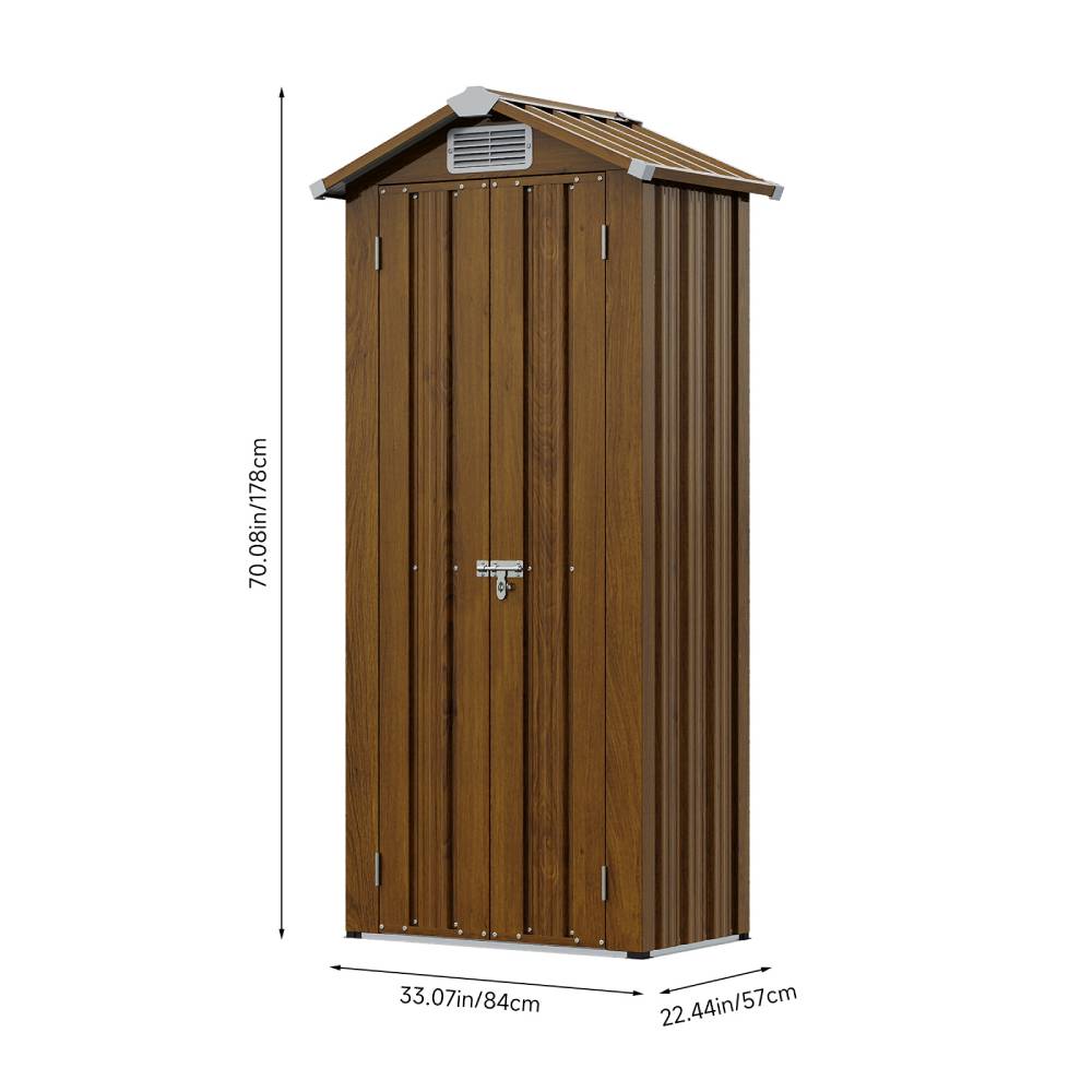 Breeins Metal Garden Storage Cabinet 2.76×1.87 Ft Outdoor Shed With 2 Shelves & 2 Vents, Lockable Double Doors